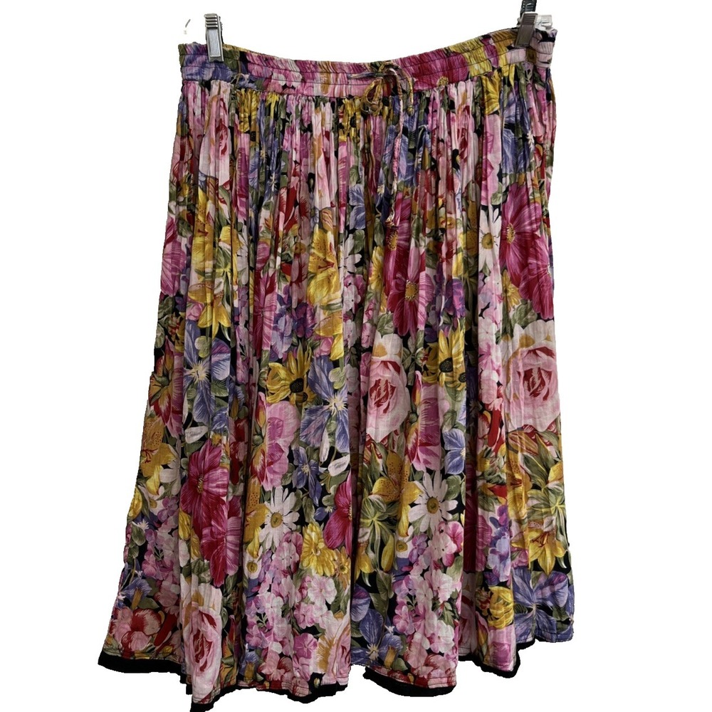 Her Style Broomstick Skirt Women's One Size Floral Boho Pink India Rayon Garden